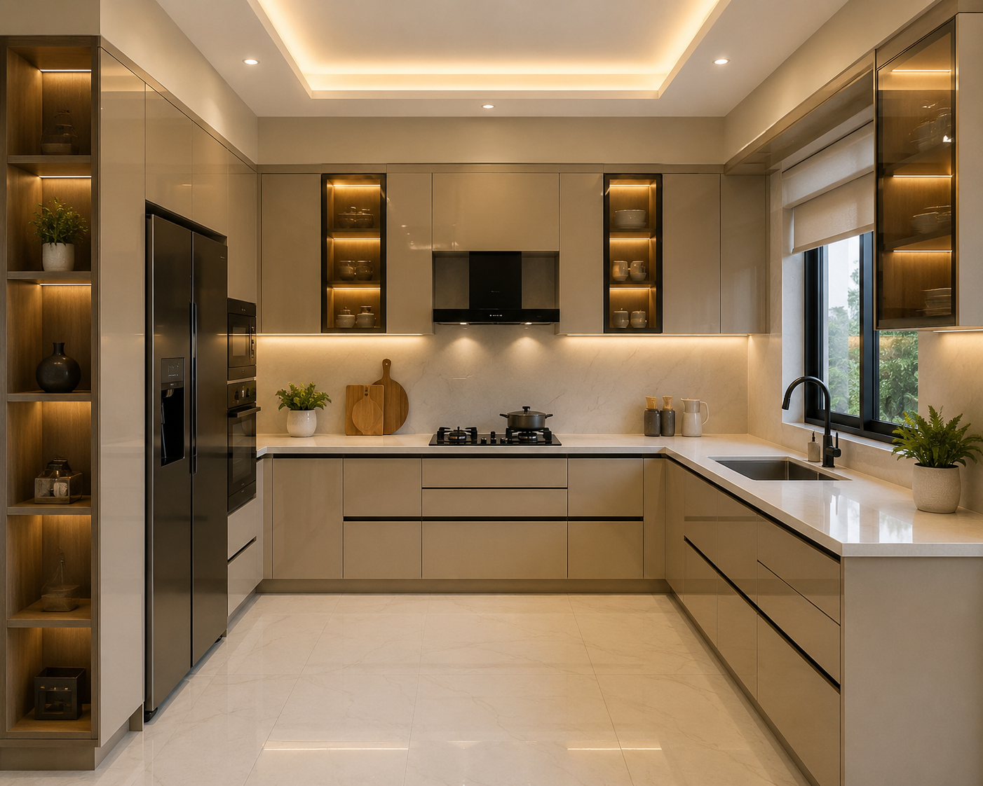 U-Shape Contemporary Modular Kitchen — Florenza